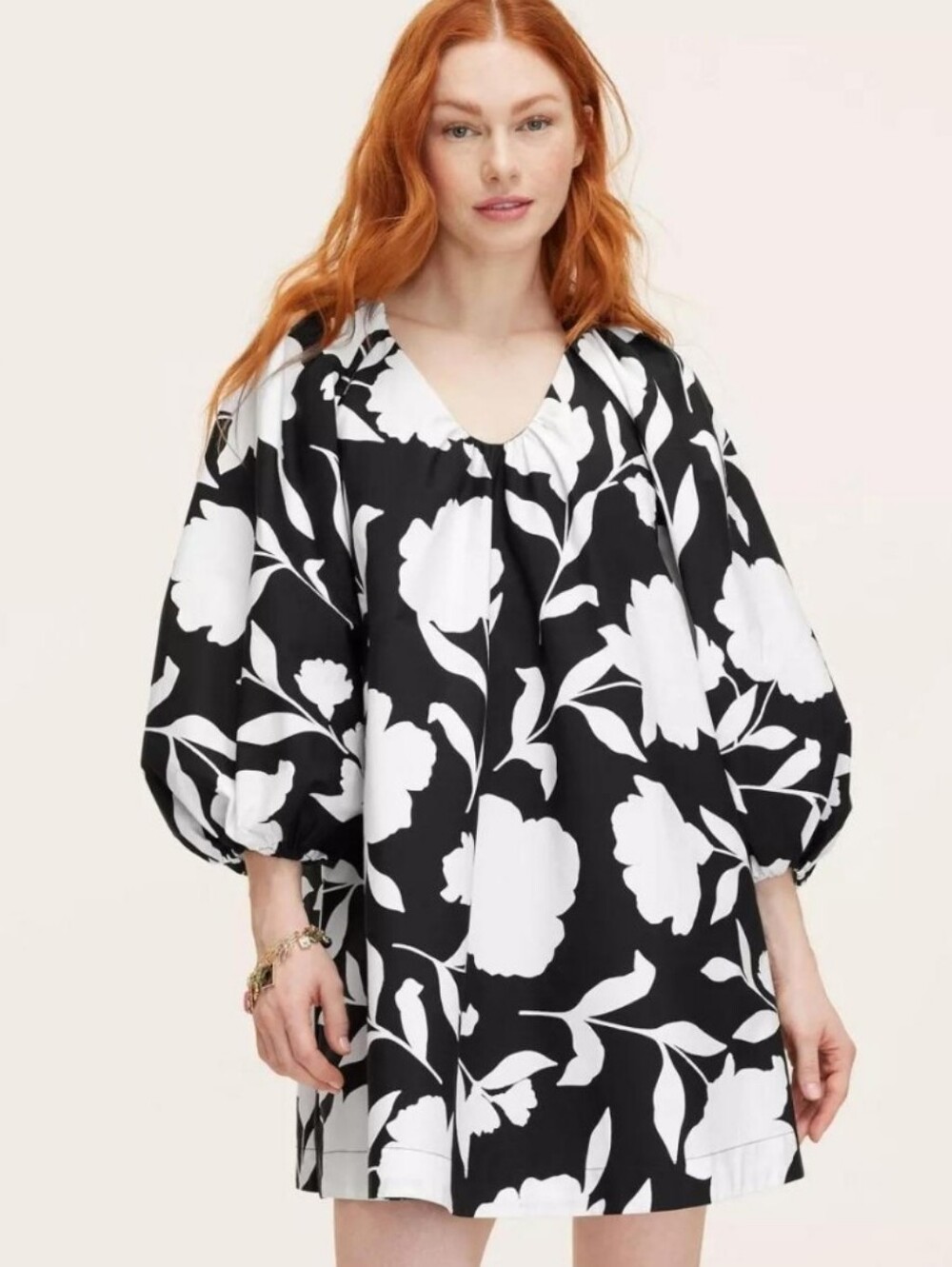 KATE SPADE X Target Collab Black White Classic Rose Floral A-line Mini Dress XXL - Picture 4 of 5